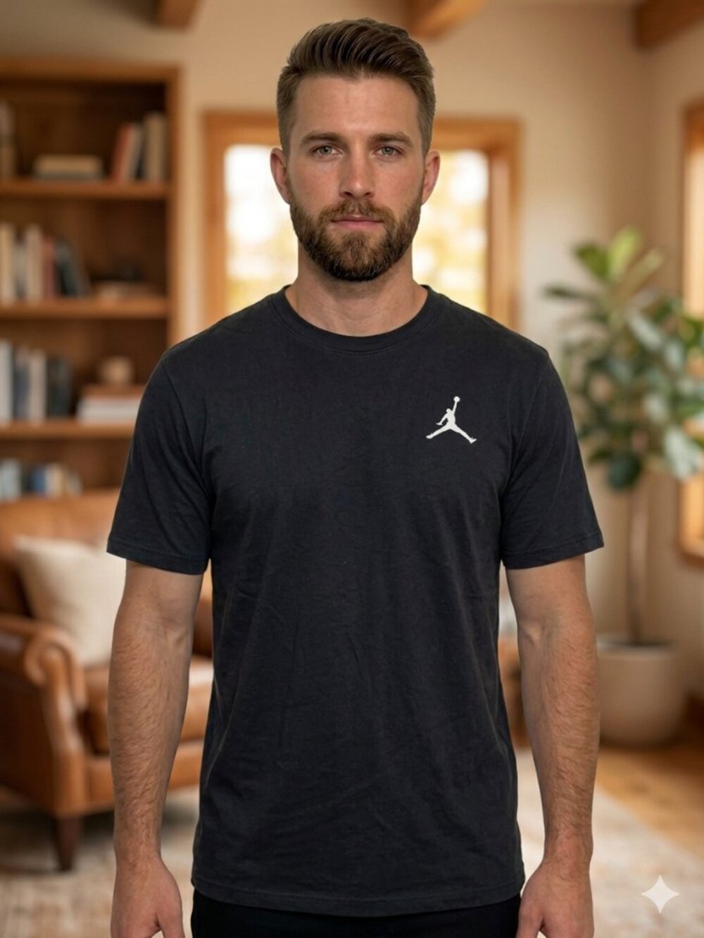 Jordan Air Tee-Shirt Medium Black Short-Sleeve White Jumpman Logo DC7485-010